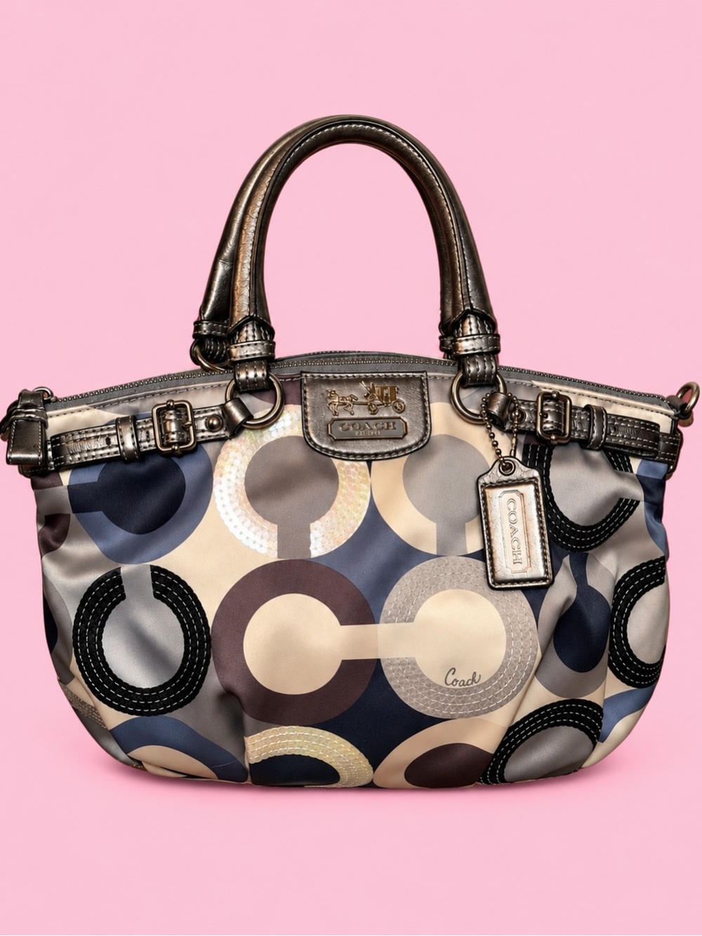 RARE❗️Coach Madison Op Art Sequined Sophia Satchel Bag